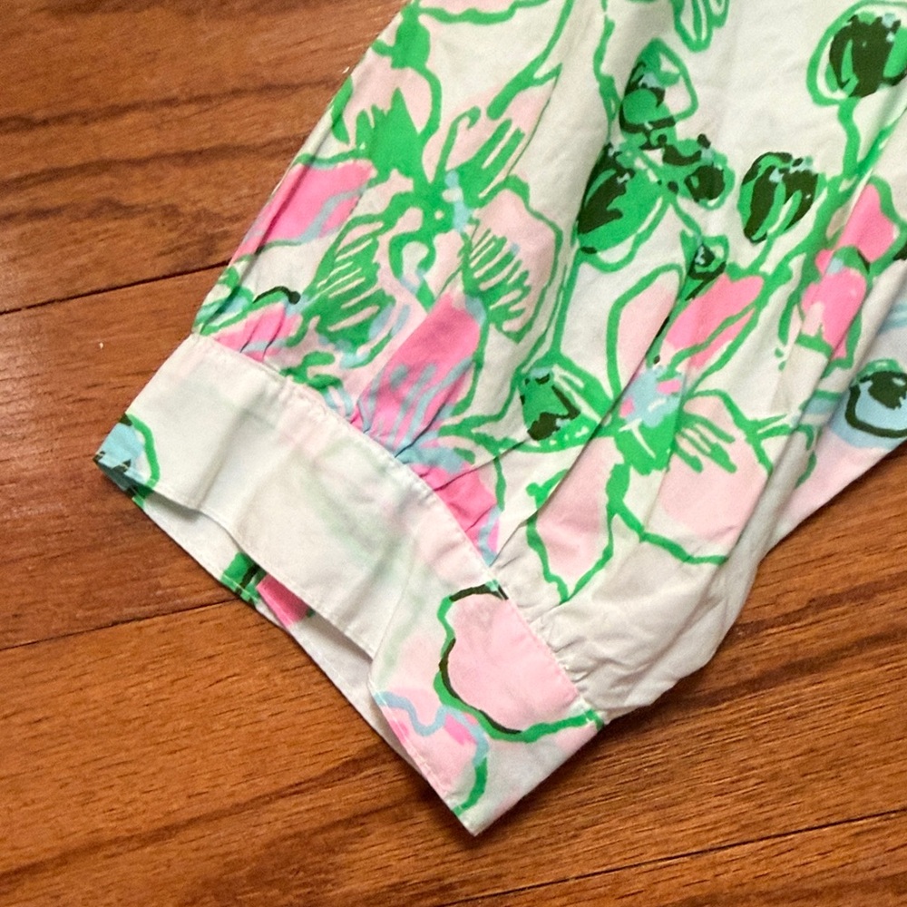 Lilly Pulitzer Pink and Green Floral Shirt Dress - Picture 4 of 9